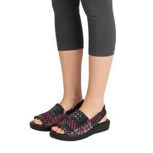HEAL Women's Black/Multicolor Balboa Stretch Woven-Upper Sling Back Sandals Sz 8